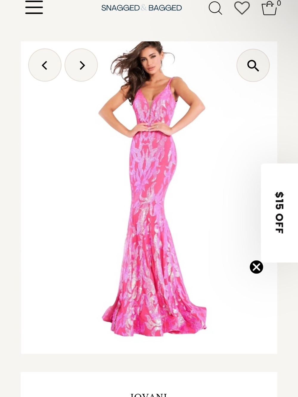 Jovani style 3263 custom Hot Pink Iridescent Sequin dress cut to a mini - Picture 8 of 8